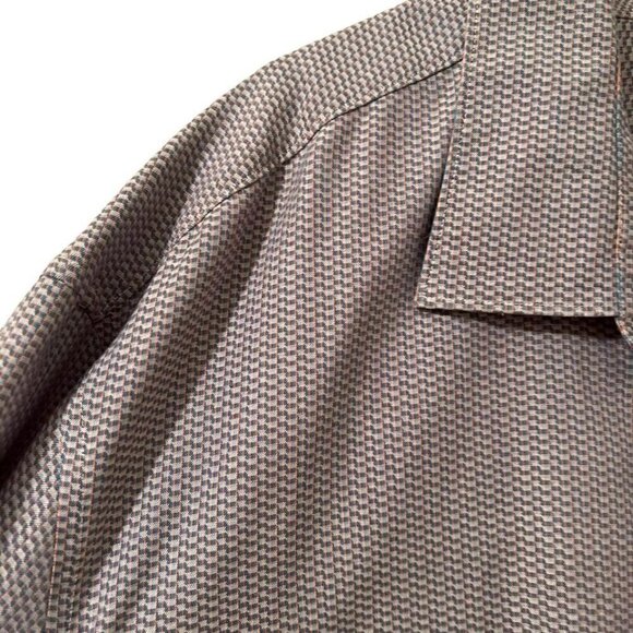 Perry Ellis Button Down Dress Shirt Gray Geometric - Picture 6 of 8